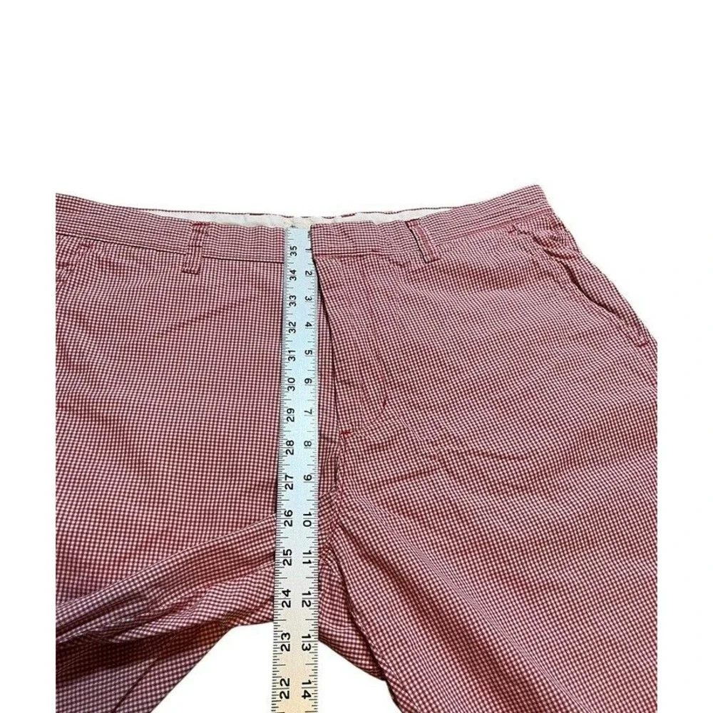 J. Crew Shorts Men's Size 34 Red White Gingham Plaid Check Flat Front Chino